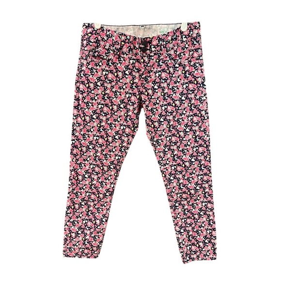 Lilly Pulitzer Pants - Lilly‎ Pulitzer Worth Skinny Mini Pants Pink Navy Heart Print Size 6 Ankle Crop